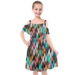 Abstract Triangle Tree Kids  Cut Out Shoulders Chiffon Dress by Dutashop