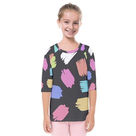 Many Colors Pattern Seamless Kids  Quarter Sleeve Raglan Tee by Dutashop