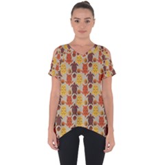 Sea Turtle Sea Life Pattern Cut Out Side Drop Tee by Dutashop