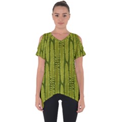 Fern Texture Nature Leaves Cut Out Side Drop Tee by Dutashop