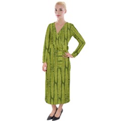 Fern Texture Nature Leaves Velvet Maxi Wrap Dress by Dutashop