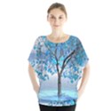 Crystal Blue Tree Batwing Chiffon Blouse View1