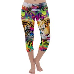 Tiger In The Jungle Capri Yoga Leggings by icarusismartdesigns