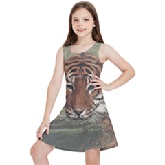 Swimming Tiger Kids  Lightweight Sleeveless Dress by ExtraAwesomeSauce