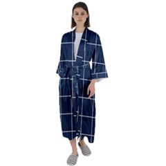 Blue Buffalo Plaid Maxi Satin Kimono by goljakoff