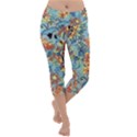 Flowers and butterfly Lightweight Velour Capri Yoga Leggings View1