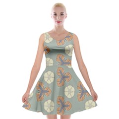 Flowers Leaves  Floristic Pattern Velvet Skater Dress by SychEva