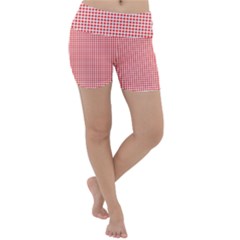 Dots Red On White Lightweight Velour Yoga Shorts by JustToWear