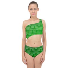 Green Triangles Spliced Up Two Piece Swimsuit by JustToWear