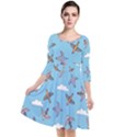 Birds in the sky Quarter Sleeve Waist Band Dress View1