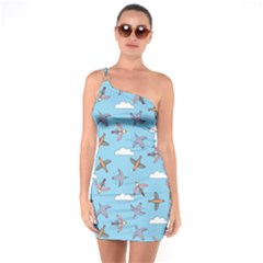 Birds In The Sky One Soulder Bodycon Dress by SychEva