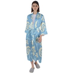 Blue Fantasy Maxi Satin Kimono by Eskimos