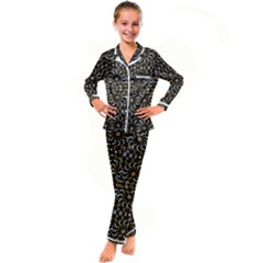 Modern Geometric Ornate Pattern Kid s Satin Long Sleeve Pajamas Set by dflcprintsclothing