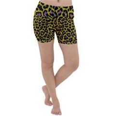 Pattern Leopard Yellow Fur Lightweight Velour Yoga Shorts by JustToWear