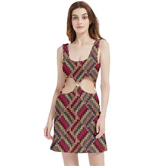 Zig Zag Knitted Pattern Velvet Cutout Dress by goljakoff