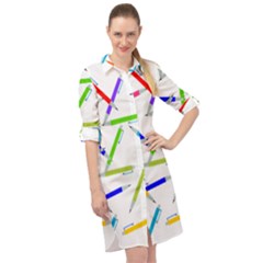 Pen Pencil Color Write Tool Long Sleeve Mini Shirt Dress by Dutashop