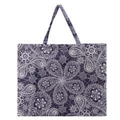 Flowers Mandala Ornament Zipper Large Tote Bag by goljakoff