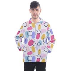 Watercolor Circles  Abstract Watercolor Men s Half Zip Pullover by SychEva