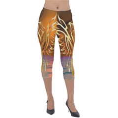 Pheonix Rising Lightweight Velour Capri Leggings  by icarusismartdesigns