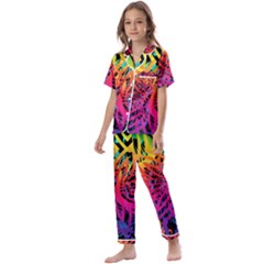 Abstract Jungle Kids  Satin Short Sleeve Pajamas Set by icarusismartdesigns