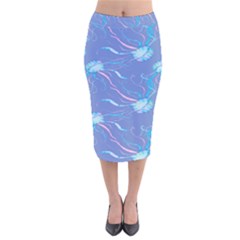 Jelly Fish Velvet Midi Pencil Skirt by Sparkle