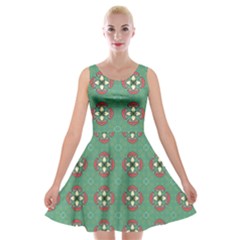 Mushrooms In The Meadow  Velvet Skater Dress by SychEva