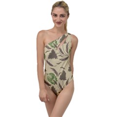 Folk Floral Pattern  Flowers Print  To One Side Swimsuit by Eskimos