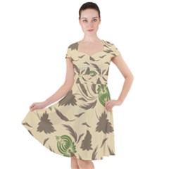 Folk Floral Pattern  Flowers Print  Cap Sleeve Midi Dress by Eskimos