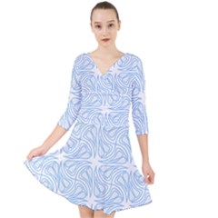 Abstract Stripes, Shapes, Lines Quarter Sleeve Front Wrap Dress by SychEva