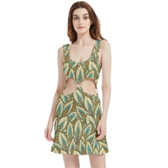 Green Leaves Velvet Cutout Dress by goljakoff