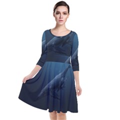 Blue Whales Quarter Sleeve Waist Band Dress by goljakoff