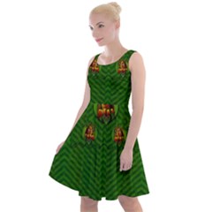 Lady Cartoon Love Her Tulips In Peace Knee Length Skater Dress by pepitasart