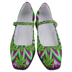 Purple, White, Green, Marijuana, Leaves, Cbdoilprincess  5de76707-e767-40d0-a70d-e7c36407f0a3 Women s Mary Jane Shoes by CBDOilPrincess1