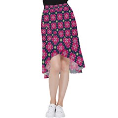 Pattern Of Hearts Frill Hi Low Chiffon Skirt by SychEva