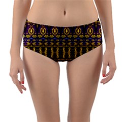 Fancy Ornate Pattern Mosaic Print Reversible Mid-waist Bikini Bottoms by dflcprintsclothing