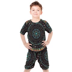 Mandala - 0008b - The Coffee Eye Kids  Tee And Shorts Set by WetdryvacsLair