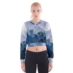 Blue Ice Mountain Cropped Sweatshirt by goljakoff