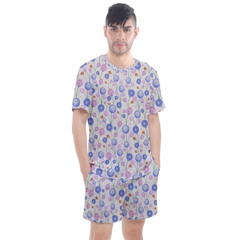 Watercolor Dandelions Men s Mesh Tee And Shorts Set by SychEva