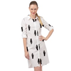 Vampire Hand Motif Graphic Print Pattern Long Sleeve Mini Shirt Dress by dflcprintsclothing