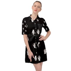 Vampire Hand Motif Graphic Print Pattern 2 Belted Shirt Dress by dflcprintsclothing