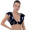 Vampire Hand Motif Graphic Print Pattern 2 Plunge Frill Sleeve Bikini Top View1