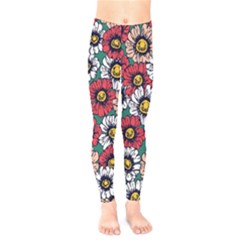 Daisy Colorfull Seamless Pattern Kids  Leggings by Kizuneko