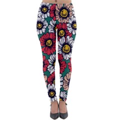 Daisy Colorfull Seamless Pattern Lightweight Velour Leggings by Kizuneko