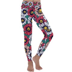 Daisy Colorfull Seamless Pattern Kids  Lightweight Velour Classic Yoga Leggings by Kizuneko