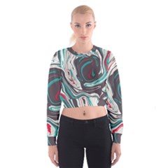 Vector Vivid Marble Pattern 1 Cropped Sweatshirt by goljakoff