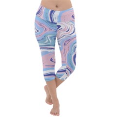 Vector Vivid Marble Pattern 11 Lightweight Velour Capri Yoga Leggings by goljakoff