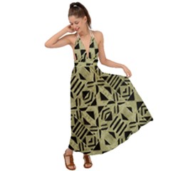 Linear Geometric Print Pattern Mosaic 2 Backless Maxi Beach Dress by dflcprintsclothing