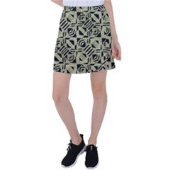 Linear Geometric Print Pattern Mosaic 2 Tennis Skirt by dflcprintsclothing