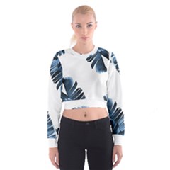 Blue Banana Leaves Cropped Sweatshirt by goljakoff