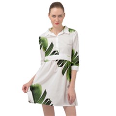 Green Banana Leaves Mini Skater Shirt Dress by goljakoff